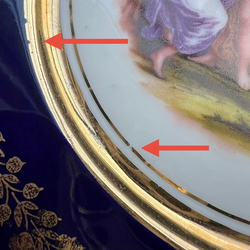 SOLD VINTAGE Cobalt Blue Gold Trim Collector Plate Art Angelica Kauffman - Picture 8 of 15
